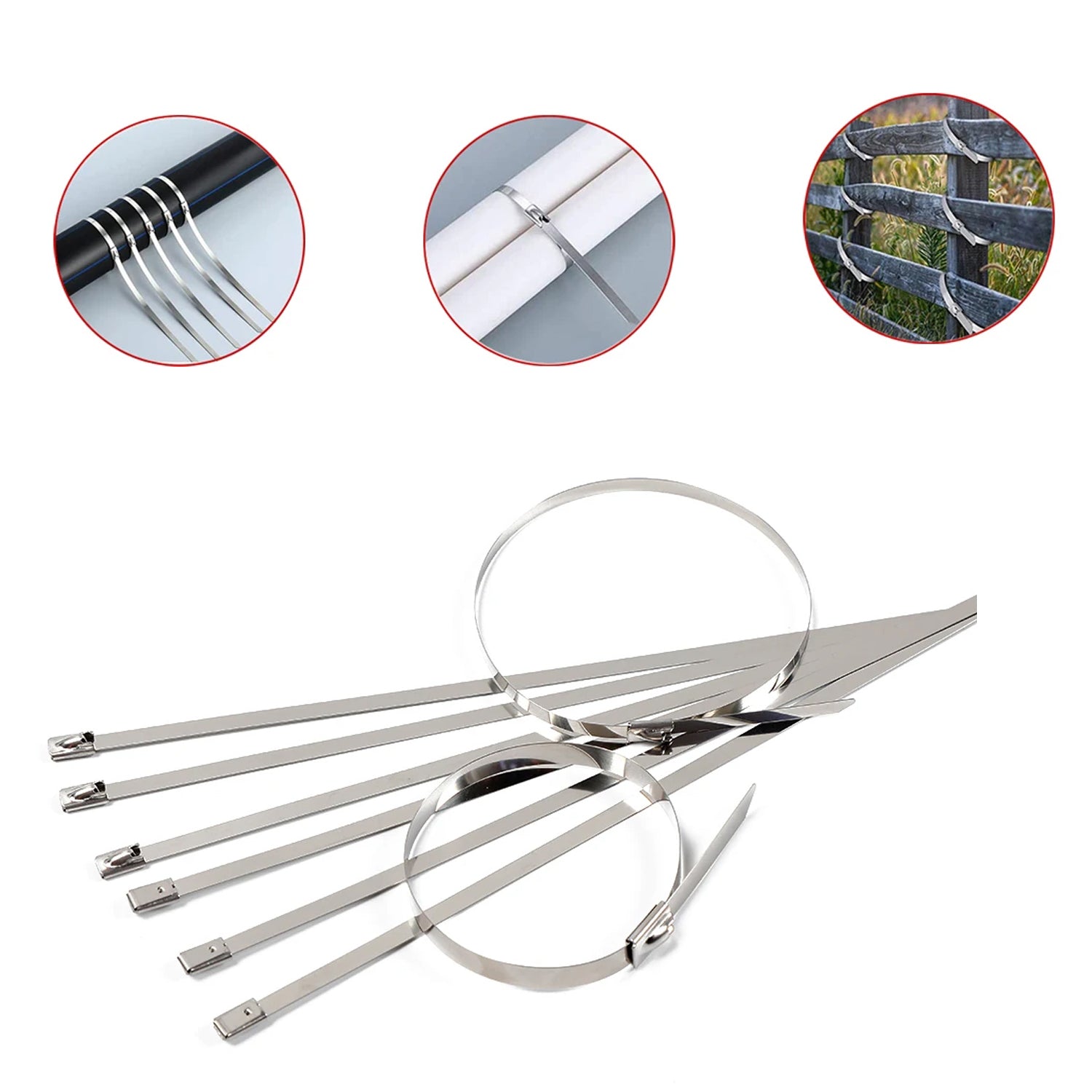 Stainless Steel Cable TIE Used for Solar, Industrial and Home Improvement Multipurpose HIGH Strength, Self-Locking Zip Ties, Multi-purpose Tie, Portable Rustproof 100Pcs Wide Application Zip Tie Set for Building (100 pcs Set / 4.6x200MM) Stainless Steel Cable TIE Used for Solar, Industrial and Home Improvement Multipurpose HIGH Strength, Self-Locking Zip Ties, Multi-purpose Tie, Portable Rustproof 100Pcs Wide Application Zip Tie Set for Building (100 pcs Set / 4.6x200MM)